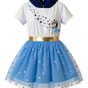 Blue and White Kids Costume Dress